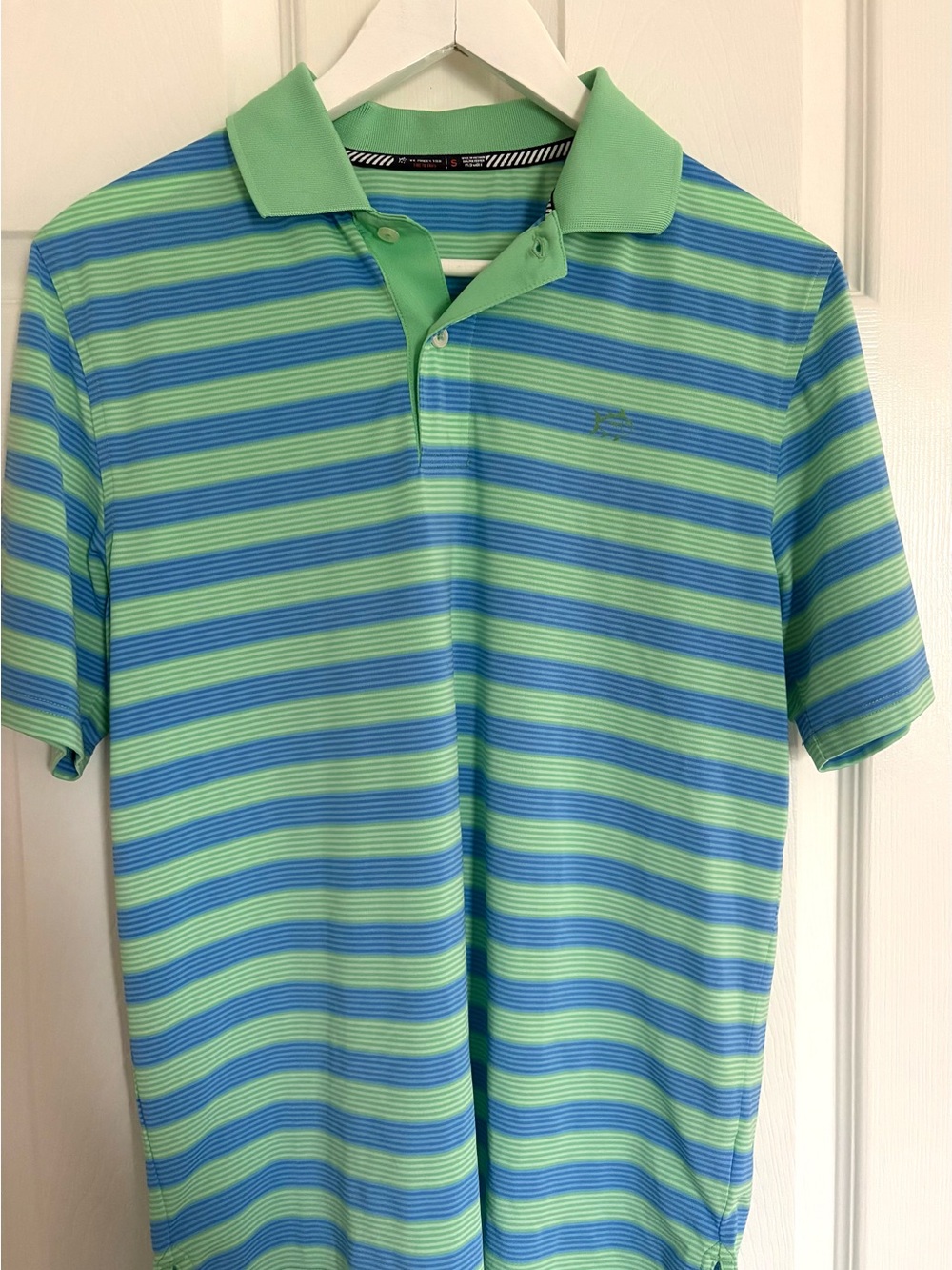 Southern Tide Green & Blue Striped Polo